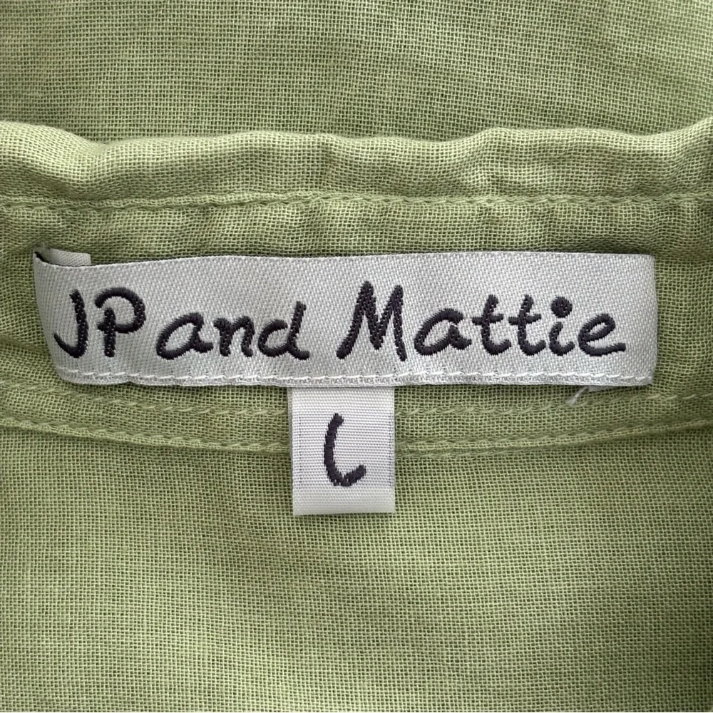 JP and Mattie Cascade Ruffle Shirt NWOT Kiwi Green Cotton Ruffles Cottagecore L